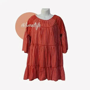 free people boho orange prairie dress scoop back